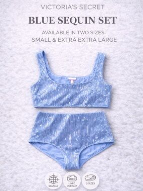 Victoria’s Secret Blue Sequin Set 2PC Sparkle Lounge Festival